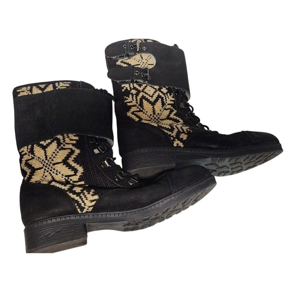 Kelsi Dagger Brooklyn Ilya Black Suede Boots With Nordic Snowflake Size 8